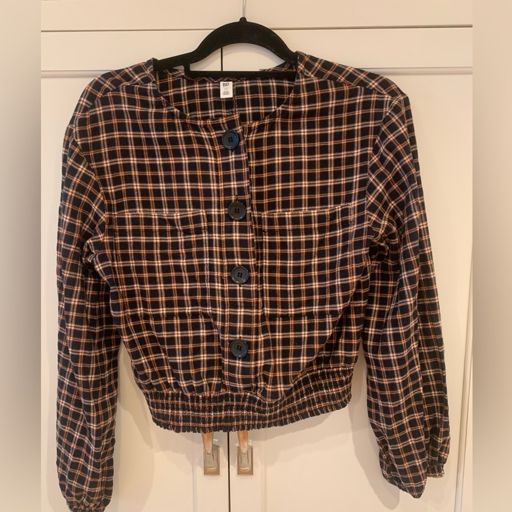 BP Plaid Button Crop Shirt Size XS